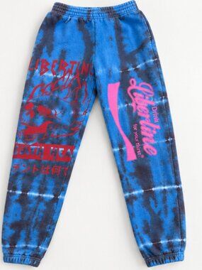 Libertine Graphic Print Tie Dye Jogger Sweatpants M Blue
